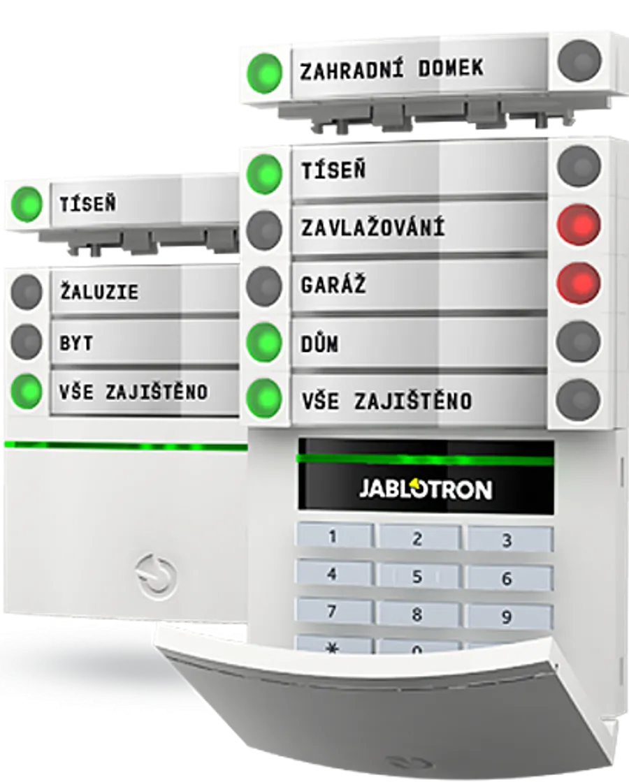 Klávesnice a sekce alarm Jablotron